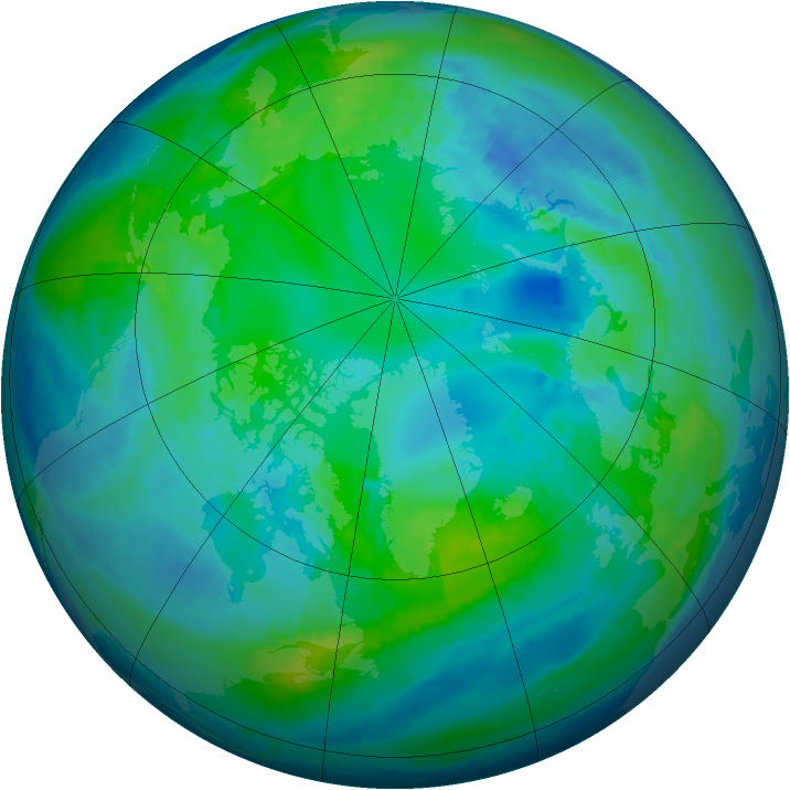 Arctic ozone map for 22 October 1992
